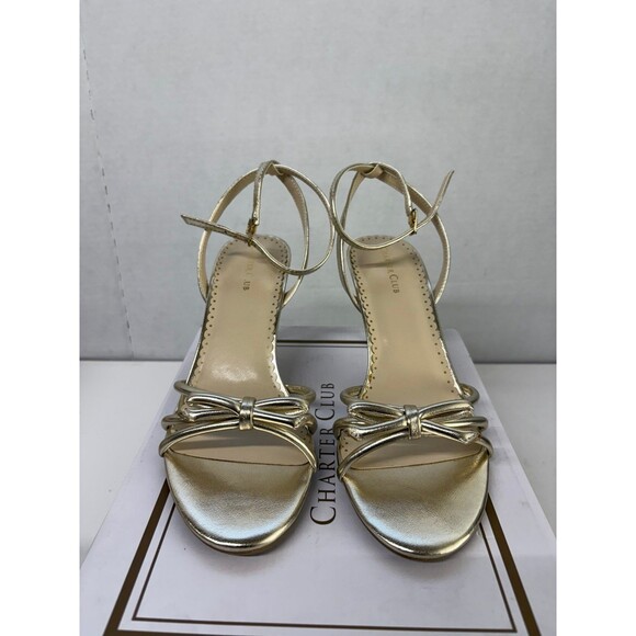 Charter Club Women's Mirabell Champagne Ankle-Strap Dress Sandals Stilettos 8.5M - Picture 4 of 7